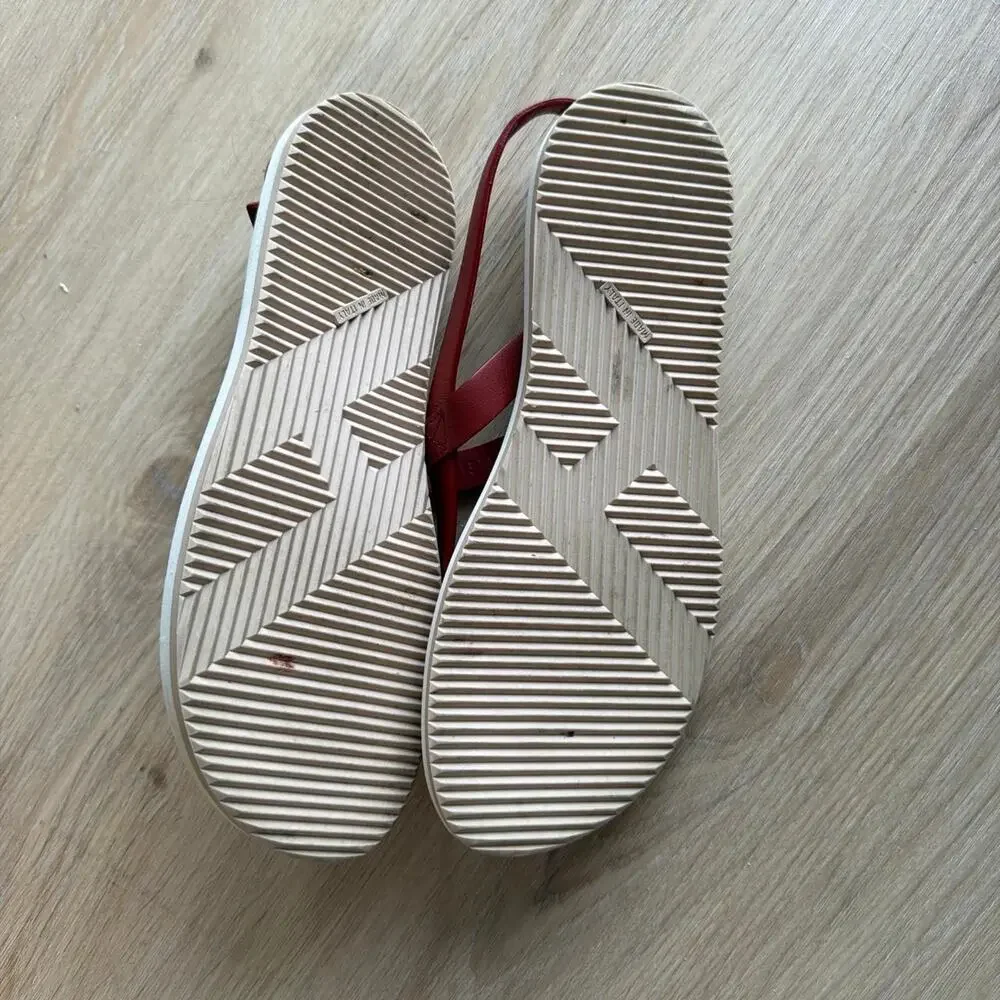 White and brown leather sandals